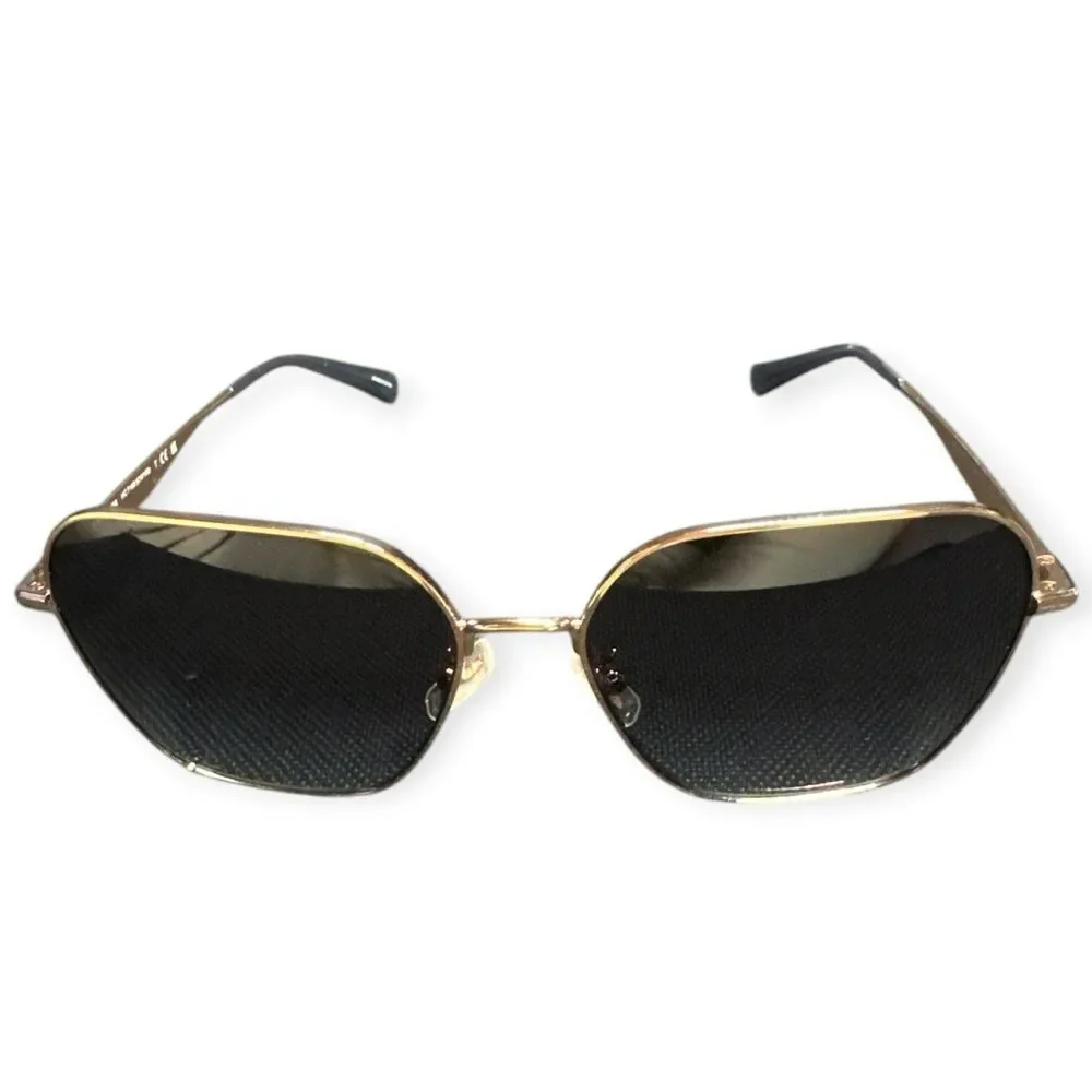 Coach Gold Sunglasses HC 7168‎ Shiny Rose Gold Metal Gray with Case Glam 145mm